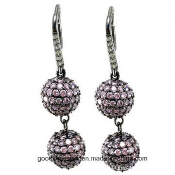 Hot Sale and Pink Zirconia 925 Silver Hook Earring